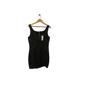 NEW bebe Coated Denim Zip Front Black Dress Sexy Stretchy Womens MSRP $139 SZ 12